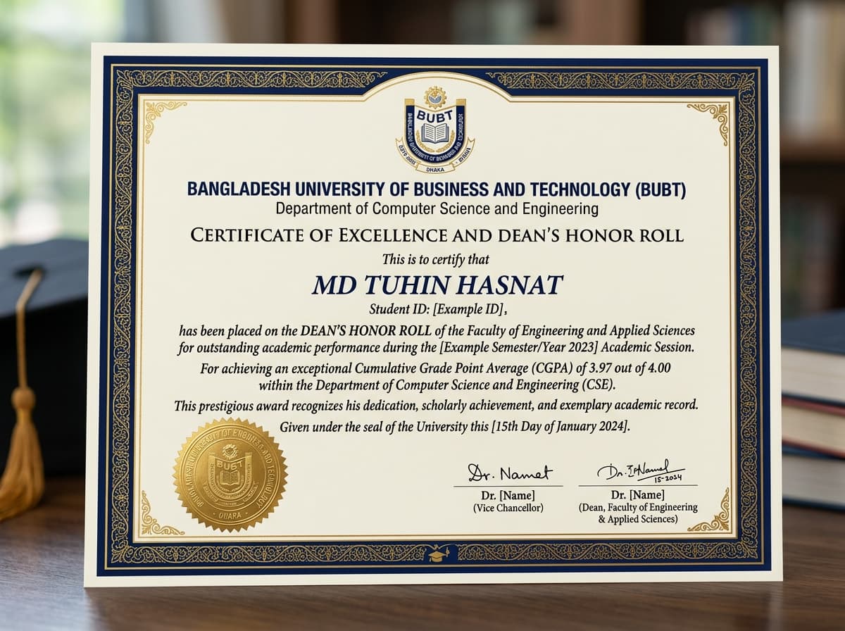 Academic Excellence & Dean’s Honor Roll (CGPA 3.97)