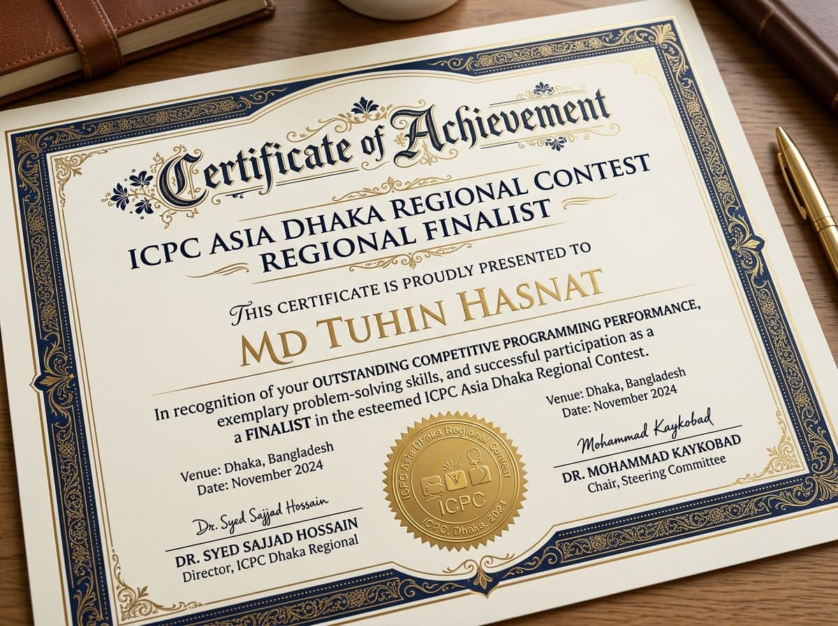 ICPC Asia Dhaka Regional Finalist